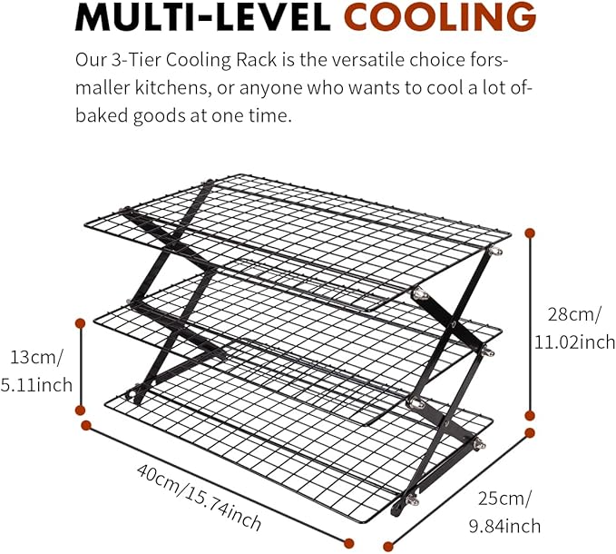 ShellKingdom 3 Tier Collapsible Cooling Rack, Outdoor Camping Picnic Shelf, Wire Cooling Rack for Baking, Cookies, Cake, Roasting, Grilling, Drying Rack